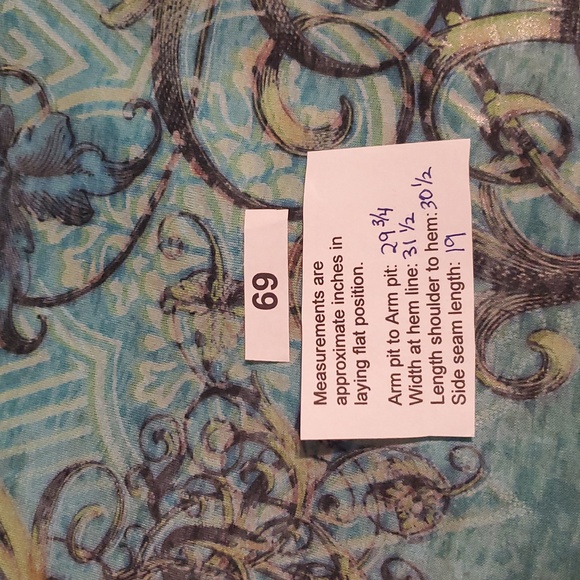 Liz & Me Collector series Elegant Blues Floral 3X Women's Top 3/4 Sleeves - Picture 9 of 9